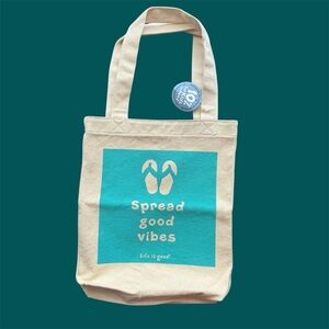 Life is Good - Simple Canvas Tote Stamp Flip Flop | New